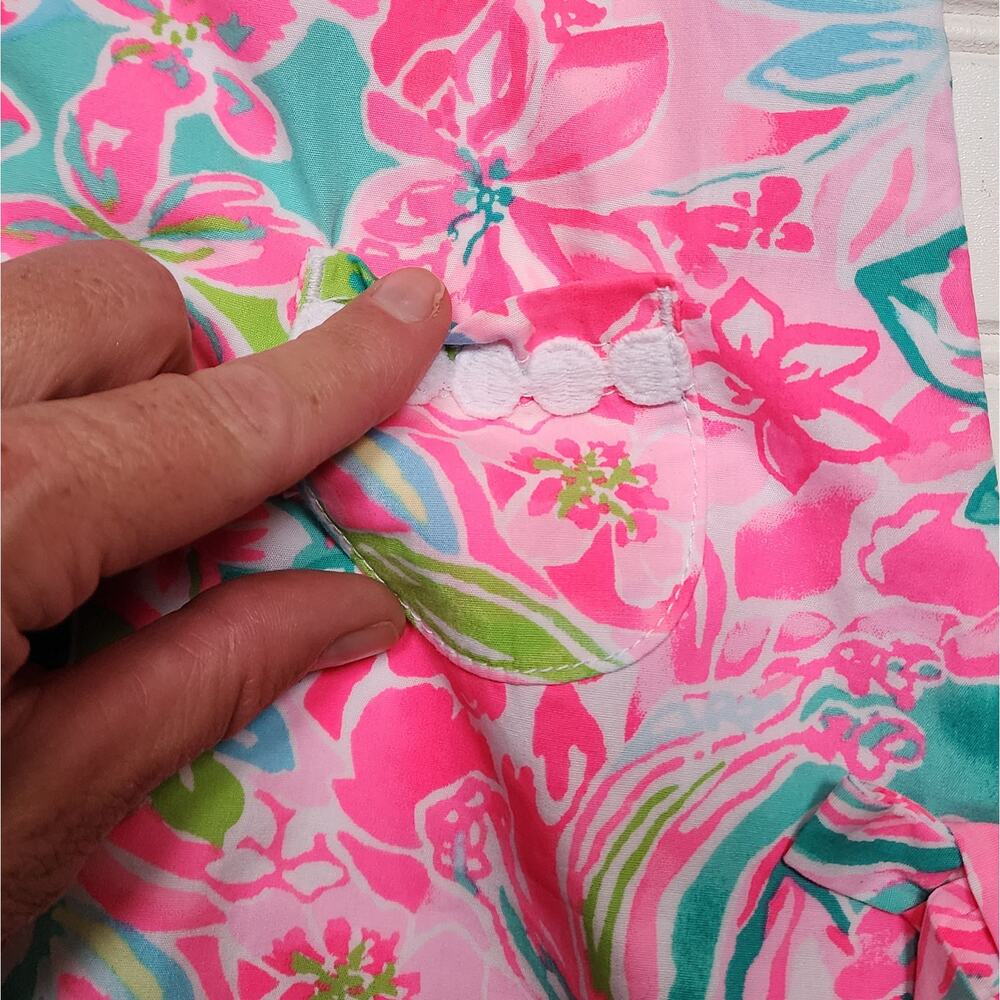 Lilly Pulitzer Baby Lilly Shift Dress Size 6-12 Months Pinks, Aqua & Green - Picture 6 of 7